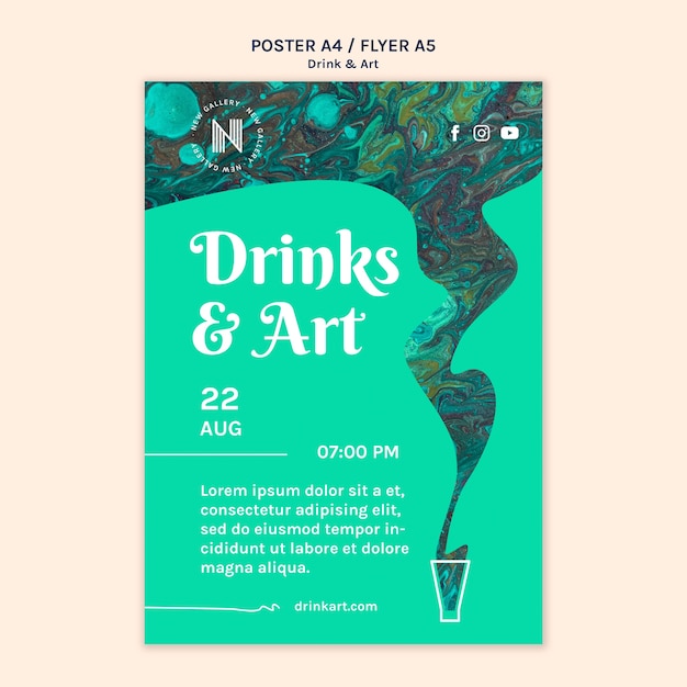 Drank & kunst poster sjabloon thema