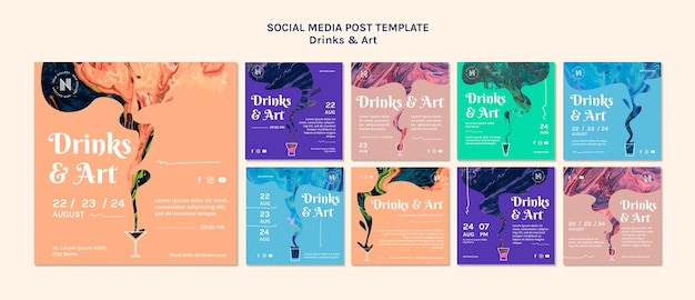 Gratis PSD drankjes en kunst op sociale media