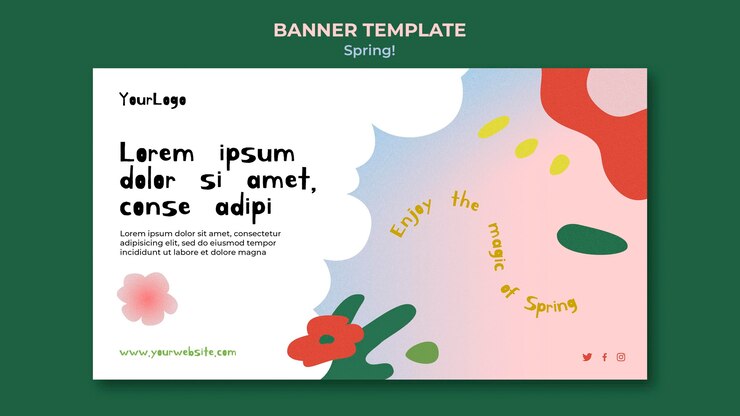 PSD Gratis drawn spring banner template