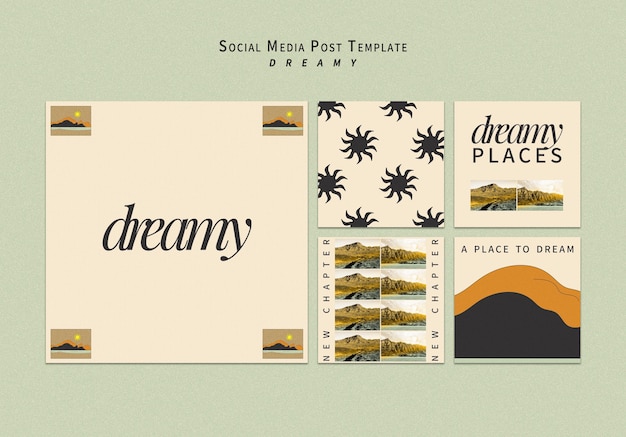 Gratis PSD dreamy plaatst social media posts sjabloon