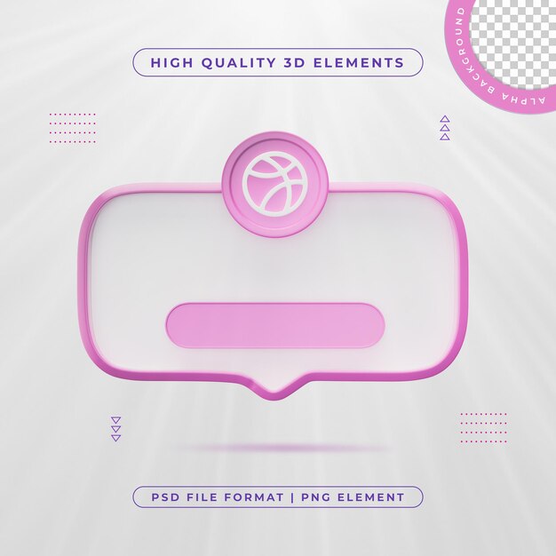 Dribbble Seguidnos Icono de elemento de banner Renderizado en 3D aislado
