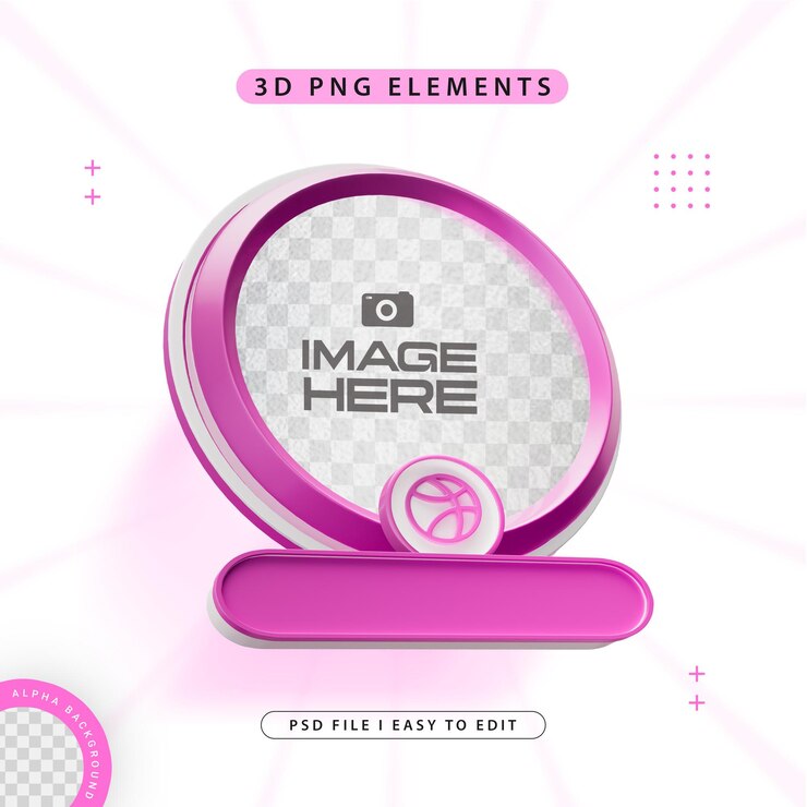 PSD gratuito dribbble síguenos icono de elemento de banner renderizado 3d aislado