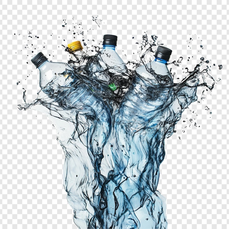 Gratis PSD drie waterflessen spetteren verfrissende hydratatie burst