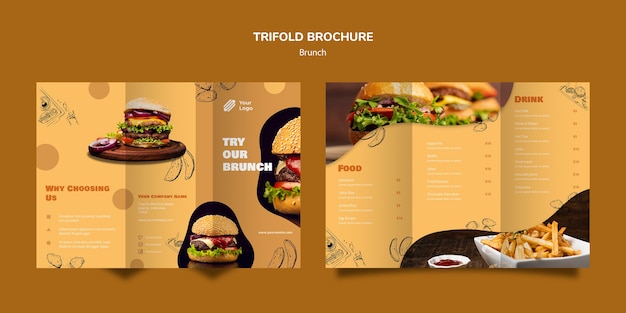 Driebladige brochure sjabloon voor brunch