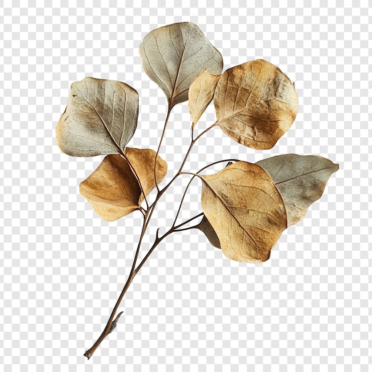 PSD Gratis dried eucalyptus branch with brown and grey leaves