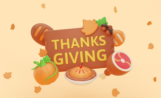 Gratis PSD driedimensionaal thanksgiving-compositiemodel