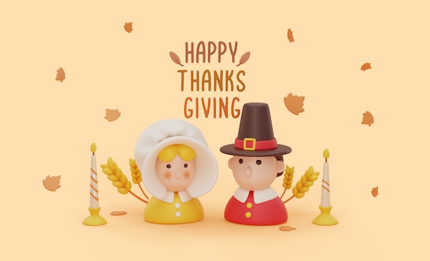 Gratis PSD driedimensionaal thanksgiving-compositiemodel