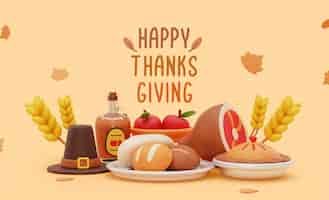 Gratis PSD driedimensionaal thanksgiving-compositiemodel