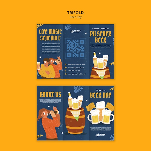 Drievoudige brochure voor de viering van de dag van het bier