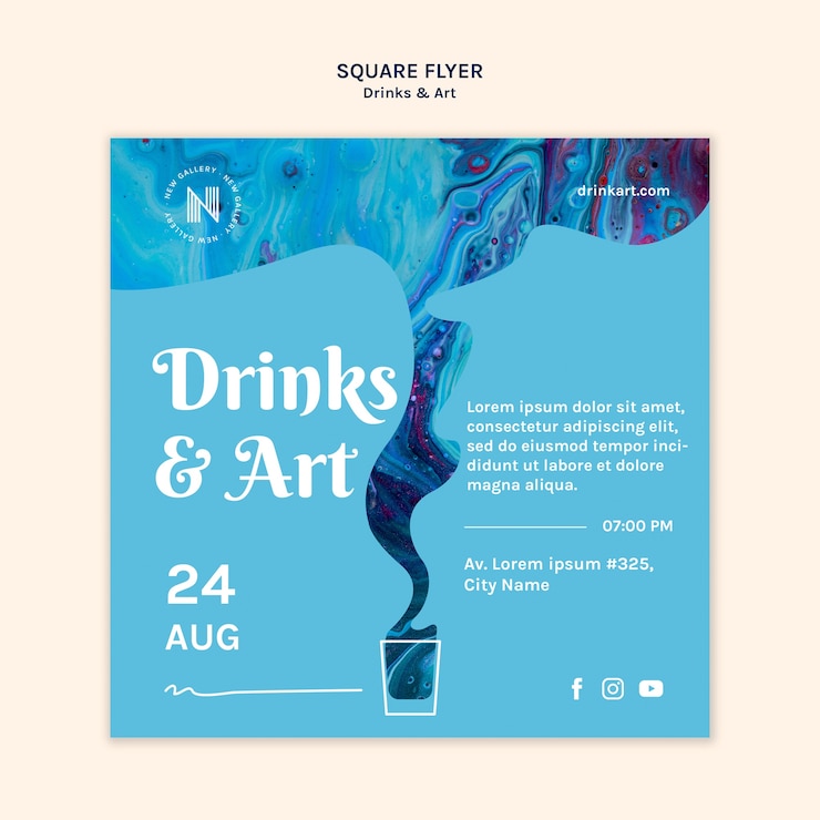 PSD Gratis drinks & art flyer template design