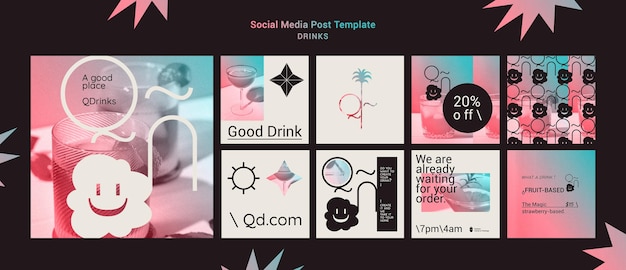 Gratis PSD drinkt social media postsjabloon