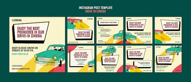 Gratis PSD drive in bioscoop instagram posts-sjabloon