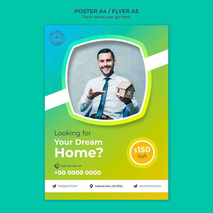 Gratis PSD droomhuis poster sjabloon