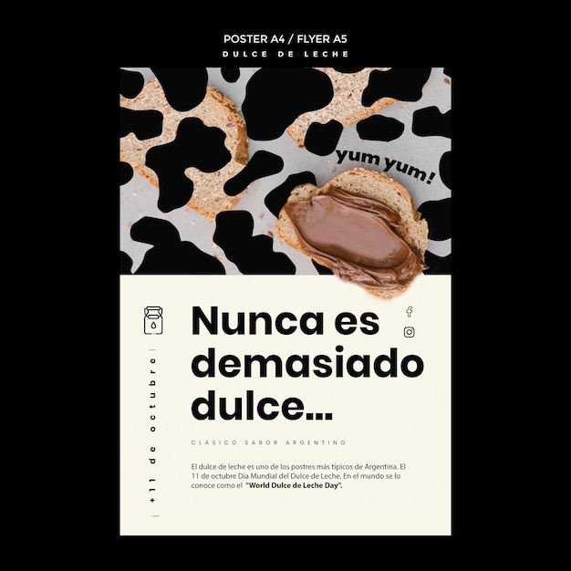 Gratis PSD dulce de leche concept poster sjabloon