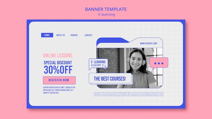PSD Gratis duotone e-learning design template