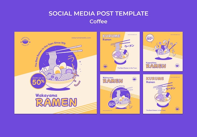 Gratis PSD duotone food instagram post sjabloonontwerp