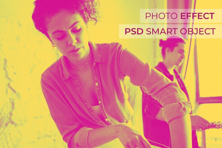 Gratis PSD duotoon foto-effect ontwerp