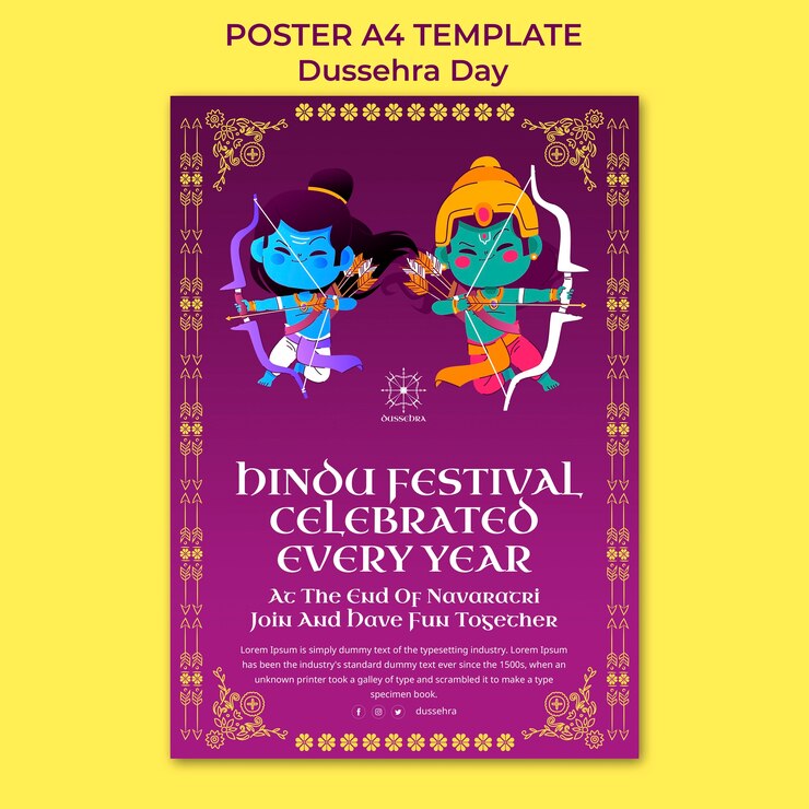 Gratis PSD dussehra viering poster sjabloon