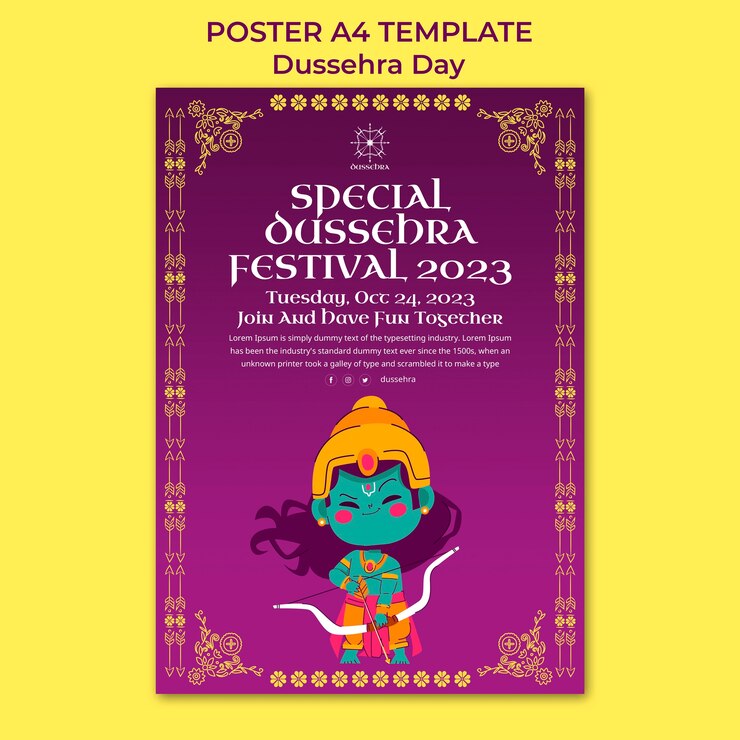 Gratis PSD dussehra viering poster sjabloon