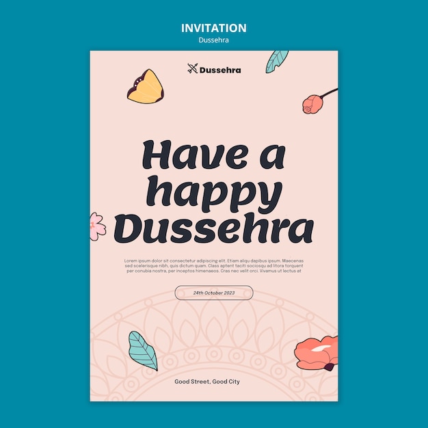 Gratis PSD dussehra viering uitnodiging sjabloon