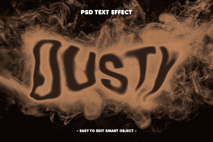 PSD Gratis dusty smoke text effect