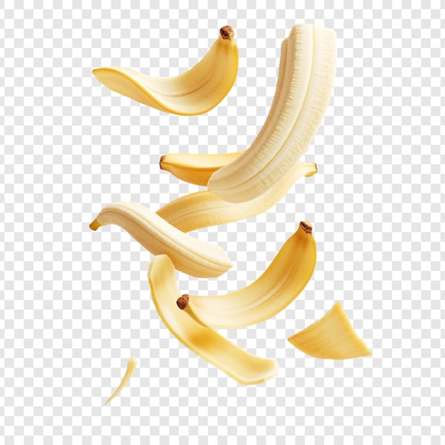 Dynamic Banana Peel Flight Een levendige fruitfotografie