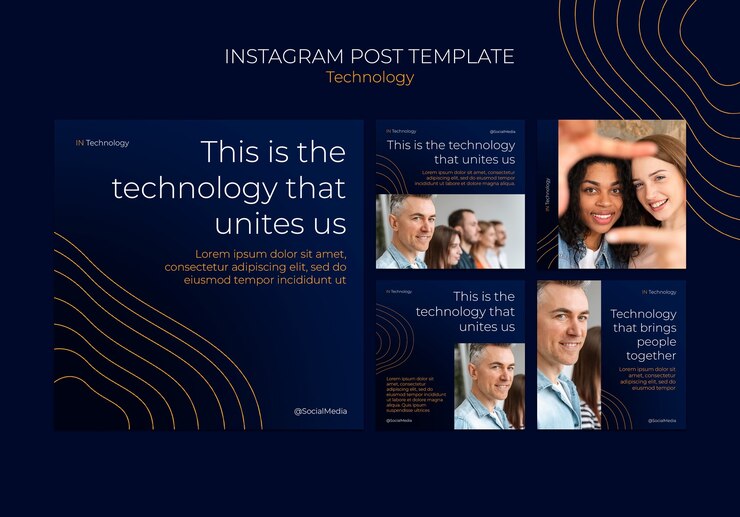 PSD Gratis dynamic technology concept  instagram posts