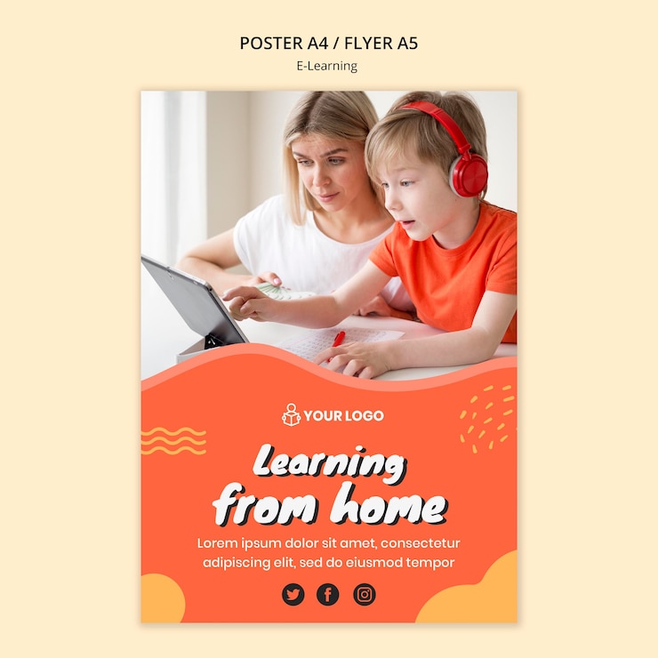 PSD gratuito e aprendizaje estilo de plantilla de póster