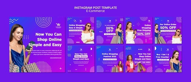 Gratis PSD e-commerce concept instagram posts sjabloon