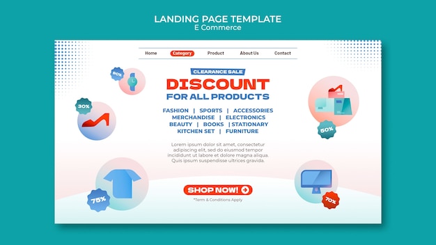 Gratis PSD e-commerce-concept landingspagina-sjabloon