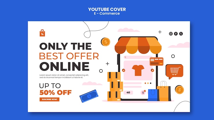PSD Gratis e-commerce concept youtube cover