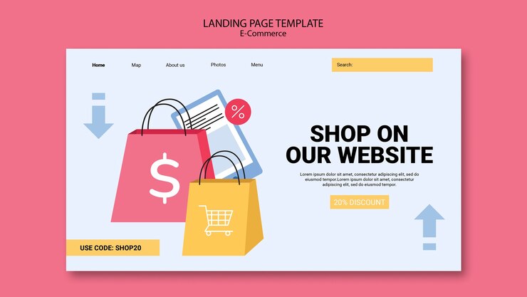 PSD Gratis e-commerce flat design landing page template