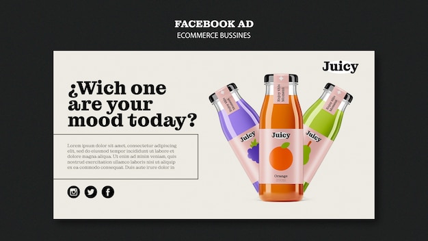 Gratis PSD e-commerce juice business facebook-sjabloon