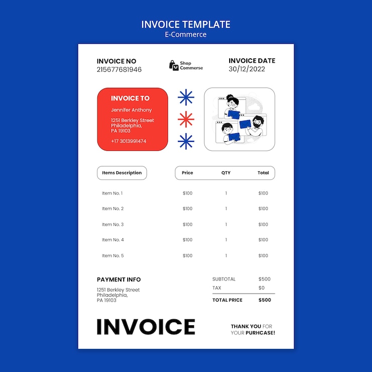 PSD Gratis e-commerce platform invoice template