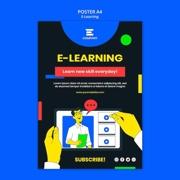 Gratis PSD e-learning platform poster sjabloon