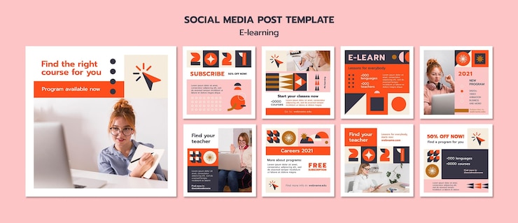 PSD Gratis e-learning social media post template