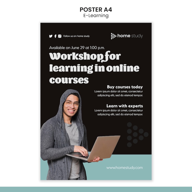 PSD Gratis e-learning vertical poster template