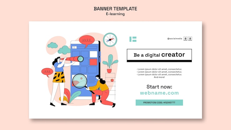 Gratis PSD e leren banner sjabloonontwerp