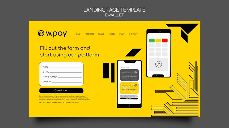 PSD Gratis e-wallet landing page template