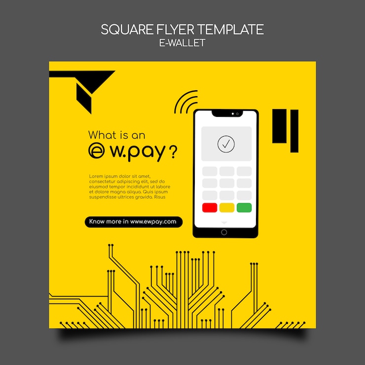 PSD Gratis e-wallet squared flyer template