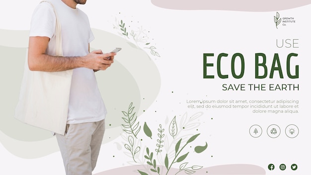 PSD gratuito eco bag reciclar para plantilla de banner de medio ambiente