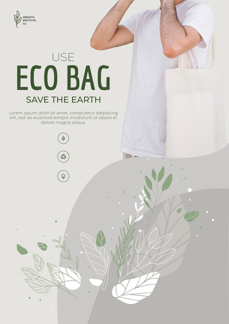 PSD Gratis eco bag recycle for environment poster template