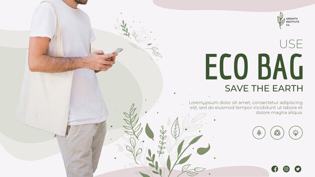 Eco bag riciclare per modello di banner di ambiente