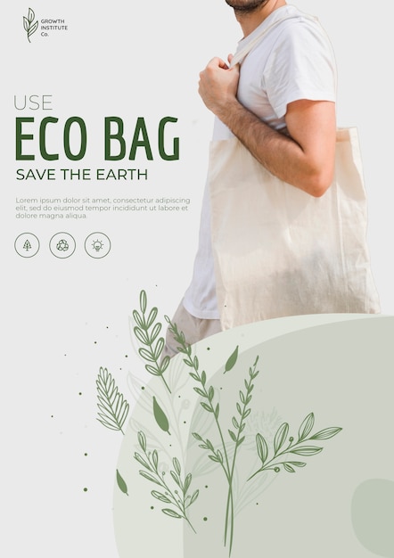 Gratis PSD eco tas recycle voor milieu flyer sjabloon