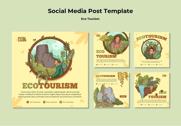 Eco toerisme concept sociale media post sjabloon