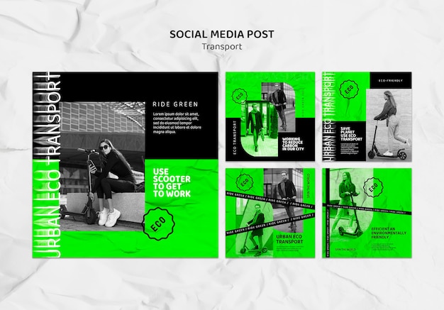 Gratis PSD eco-transport social media posts