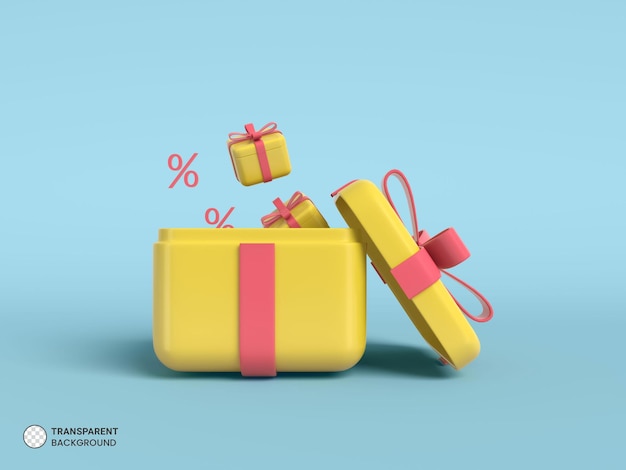 Ecommerce Promo Confezione regalo icona isolato rendering 3d Illustrazione