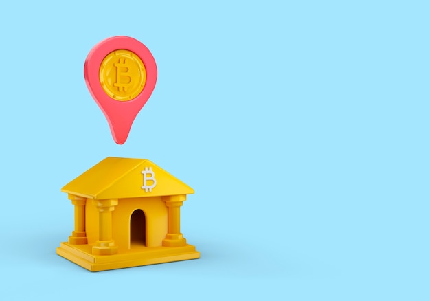 Gratis PSD ed illustratie van cryptocurrency met bank