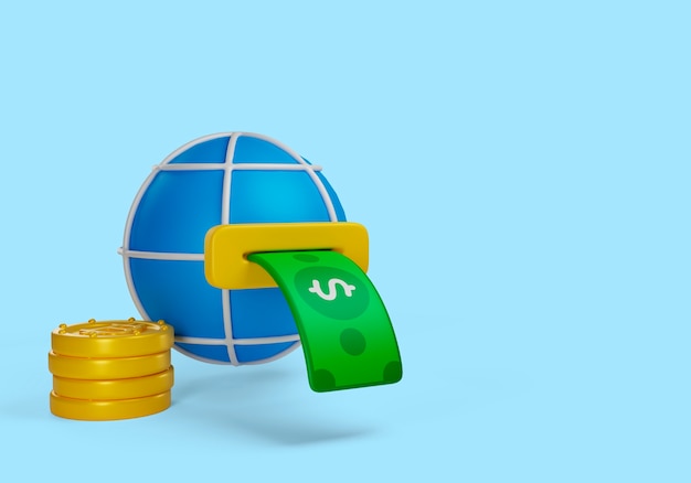 Ed ilustración de criptomoneda con billete de oferta de planeta