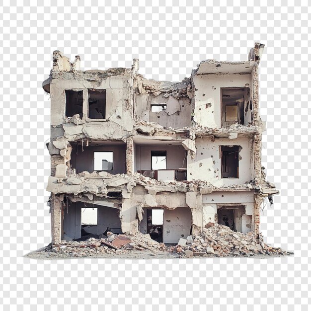 Un edificio arruinado en la escena posterior al desastre